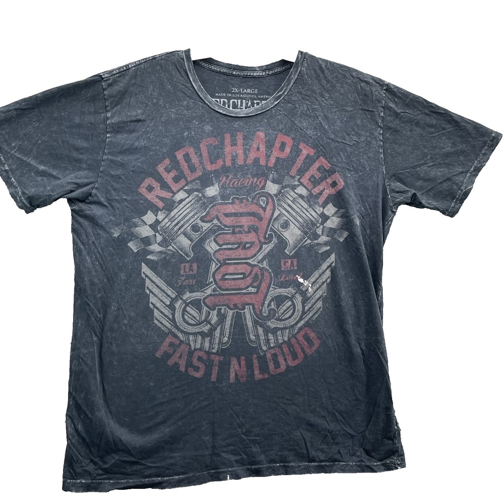 Red Chapter Y2K Tee Men's 2XL Racing Moto Double Graphic Biker Streetwear Grunge
